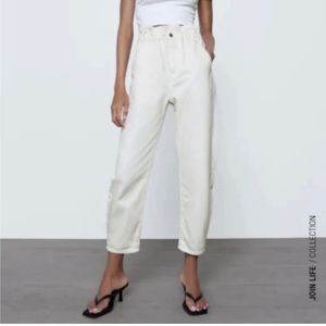 Zara high waisted mom, paper bag  jeans